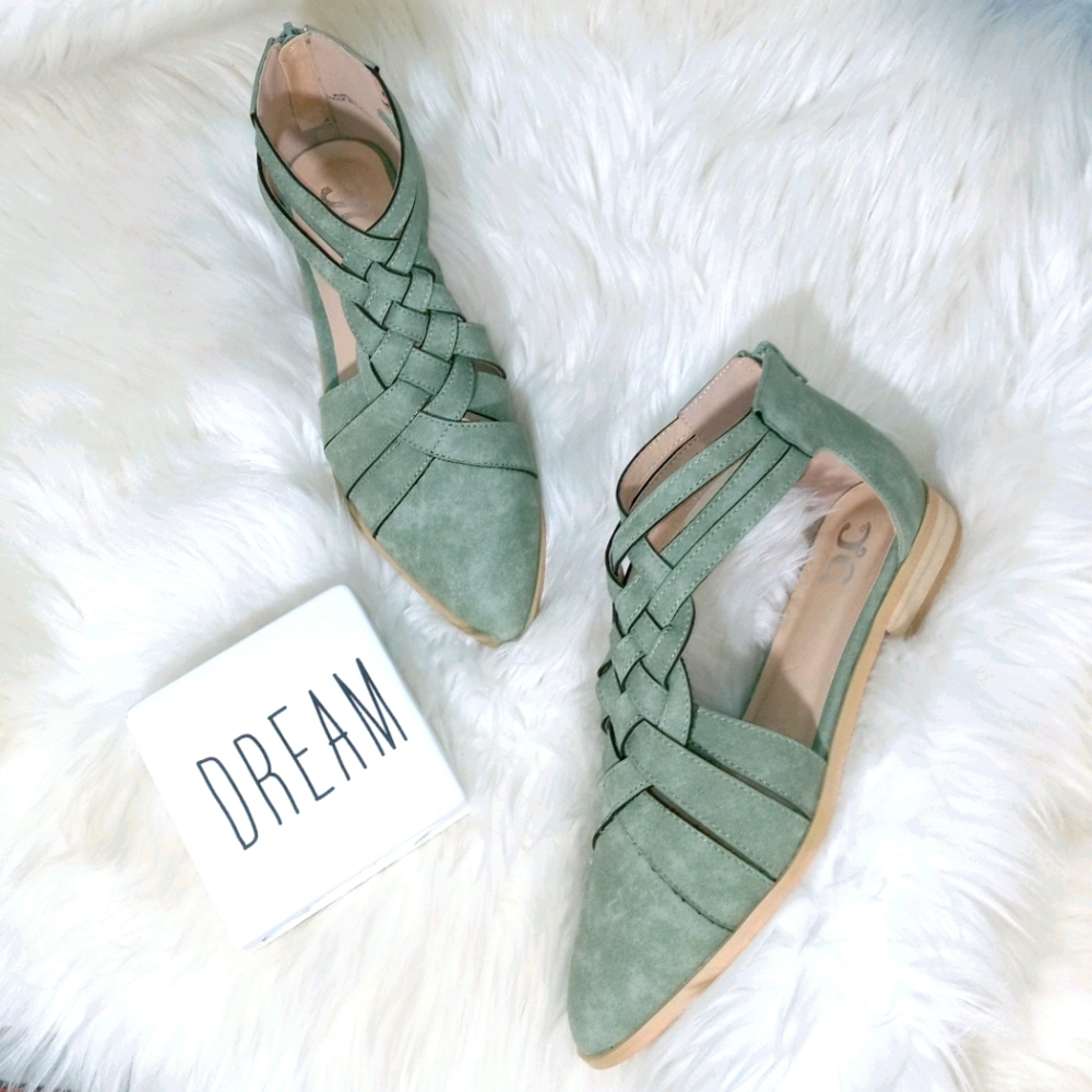 Boho Vibes Faux Suede Shoes in Olive